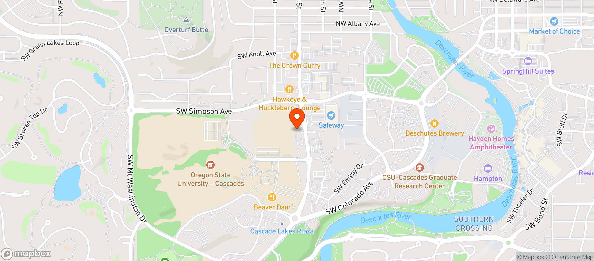 Map showing Green Cross Cannabis Emporium - Bend