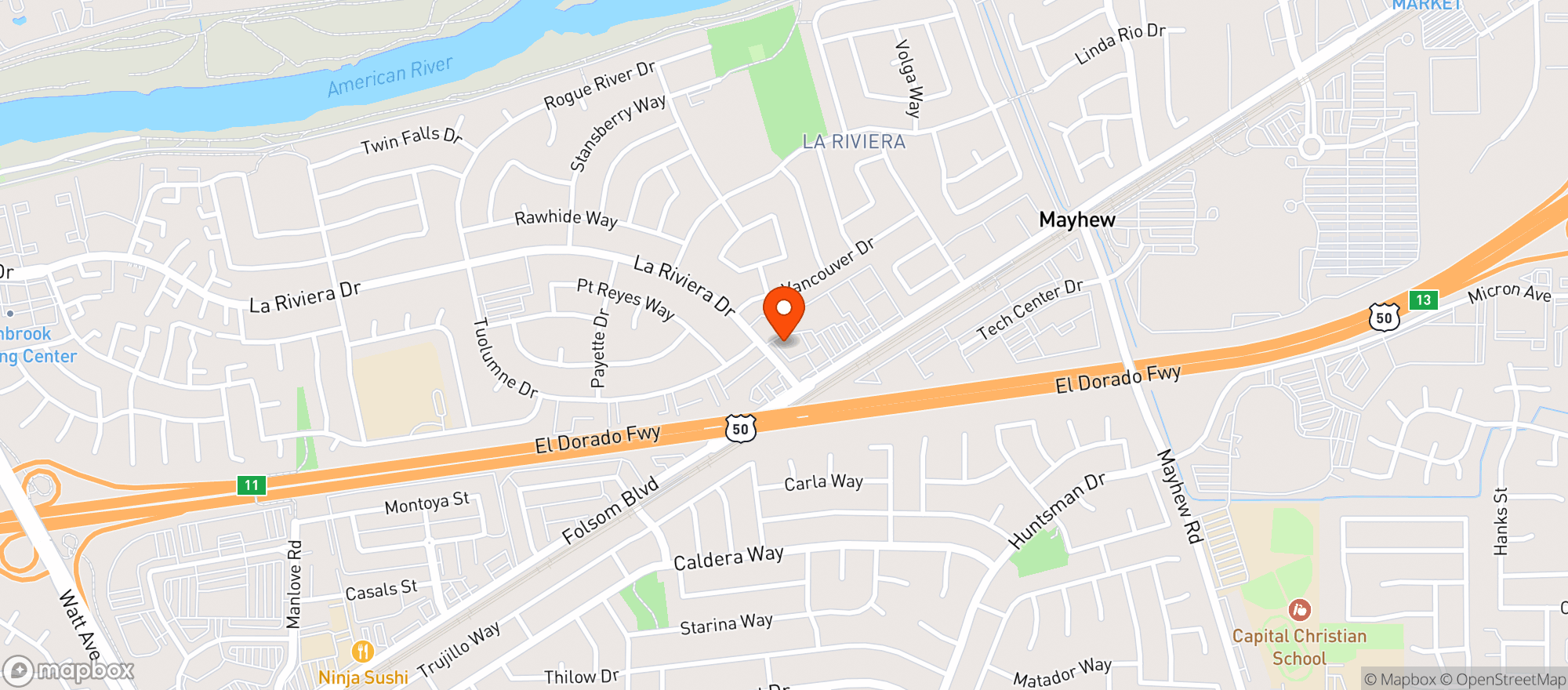 Map showing La Riviera Liquors