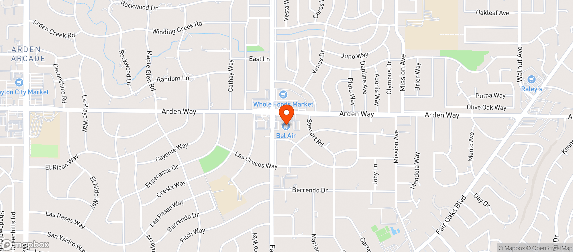 Map showing Raleys - Bel Air (Sacramento - Arden Way) - 002500502