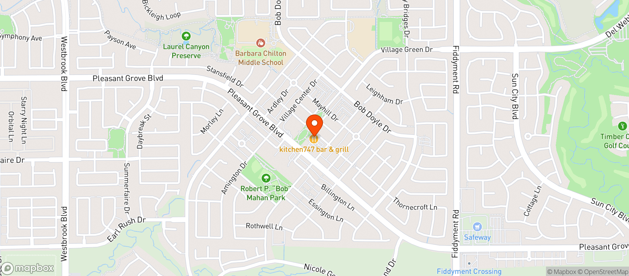 Map showing Kitchen 747 & Mojoes Cafe