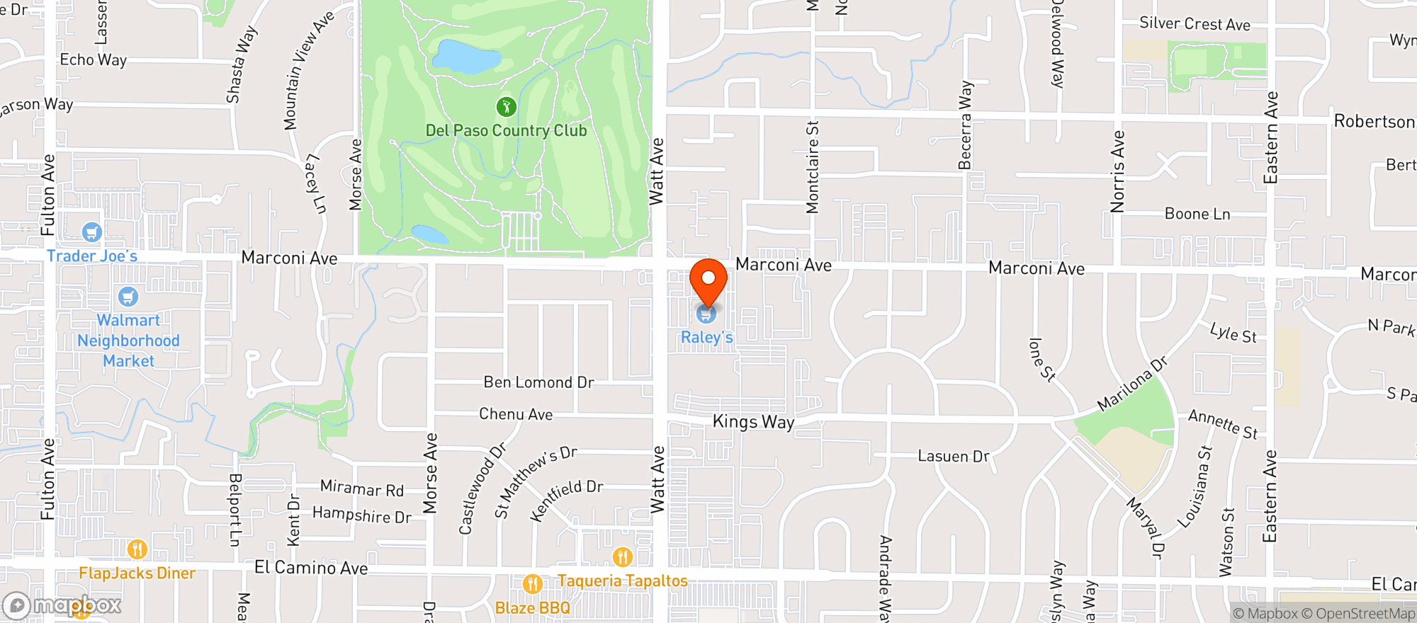 Map showing Raleys (Sacramento - Marconi Ave) - 002500416