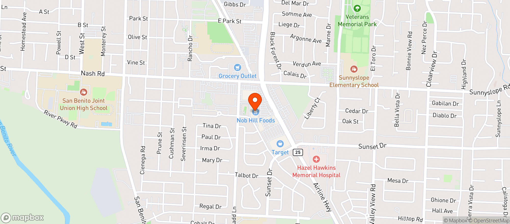 Map showing Raleys -Nob Hill (Hollister) - 002500605