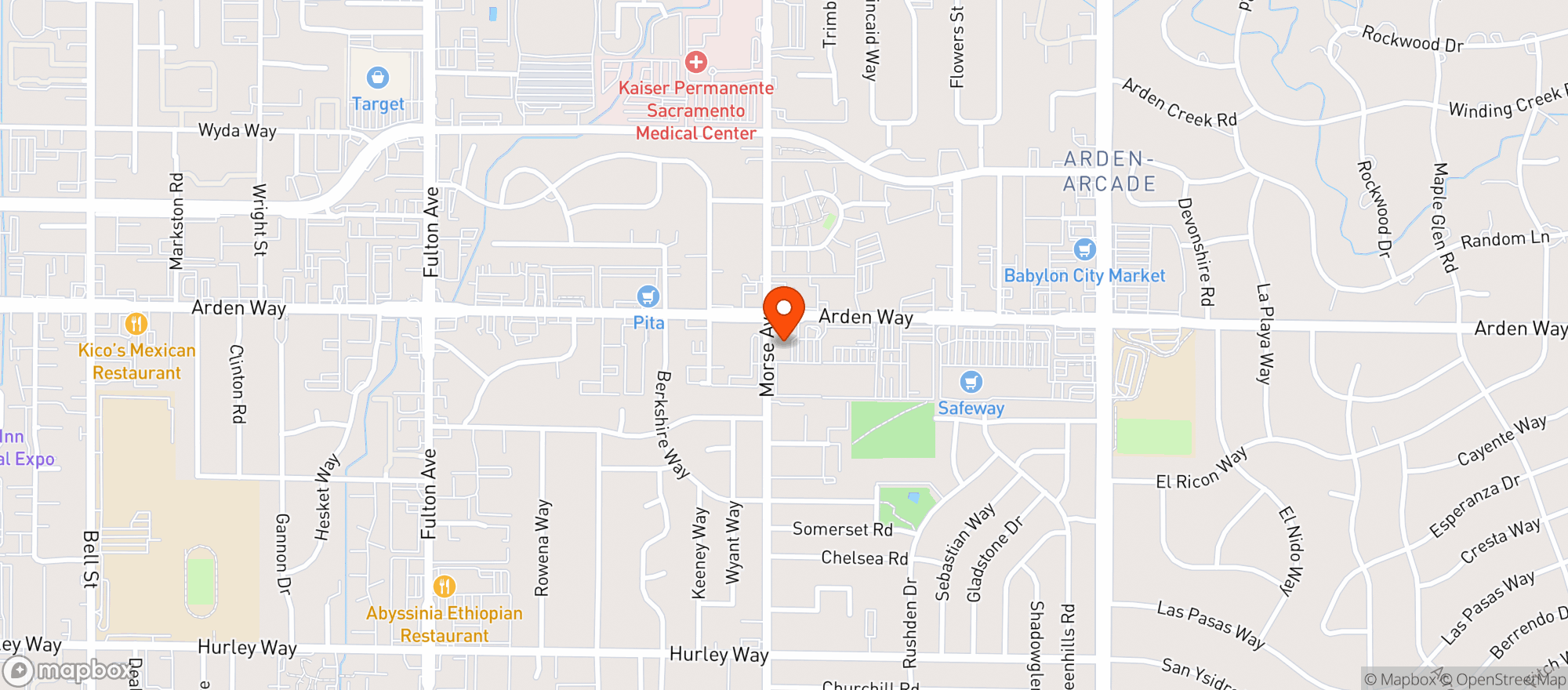Map showing Arden Way-Sac