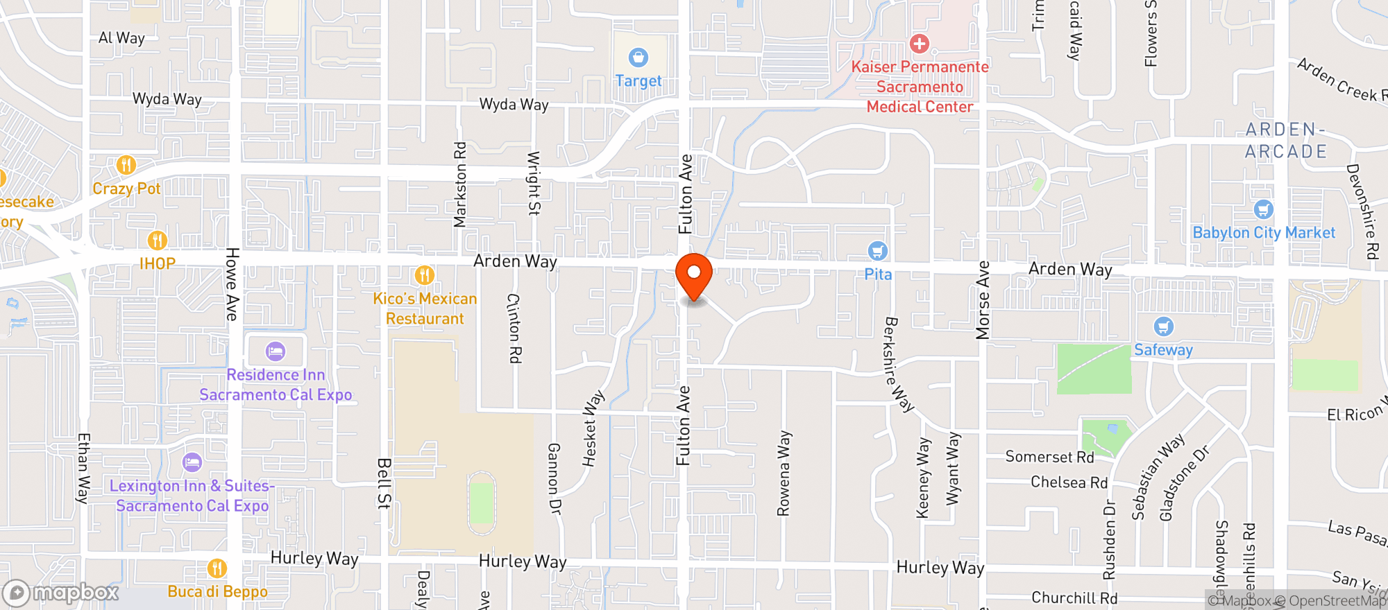 Map showing Toasted Rooster Cafe