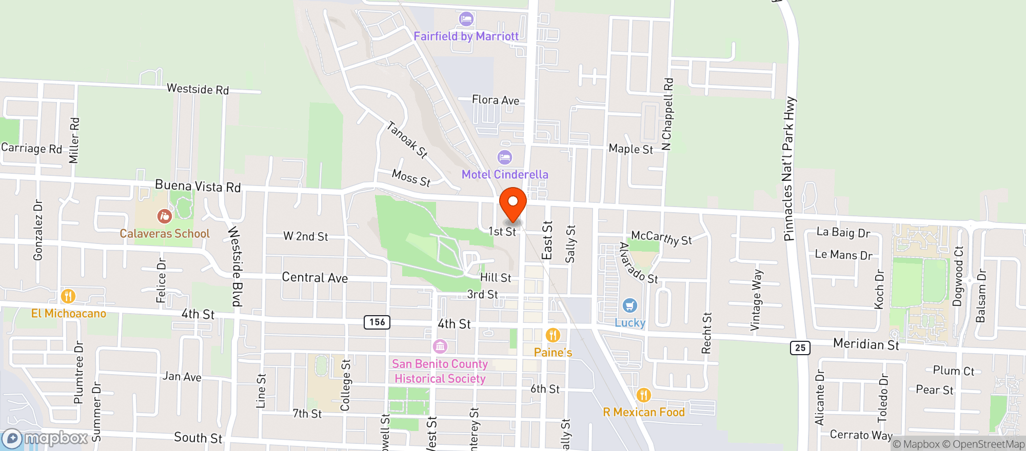 Map showing Hollister Liquors