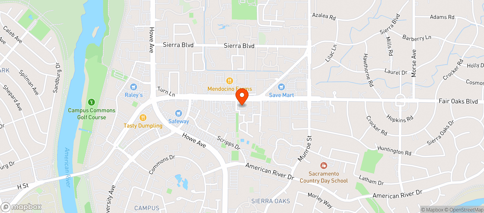 Map showing Zinfandel Grille Sacramento