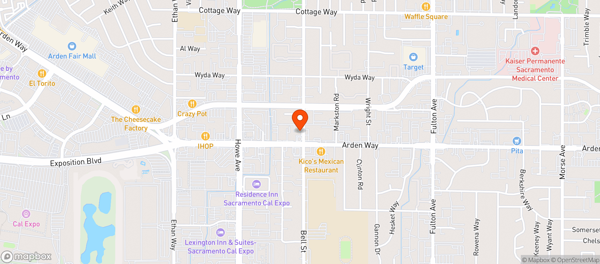 Map showing Hot Shots Billiards
