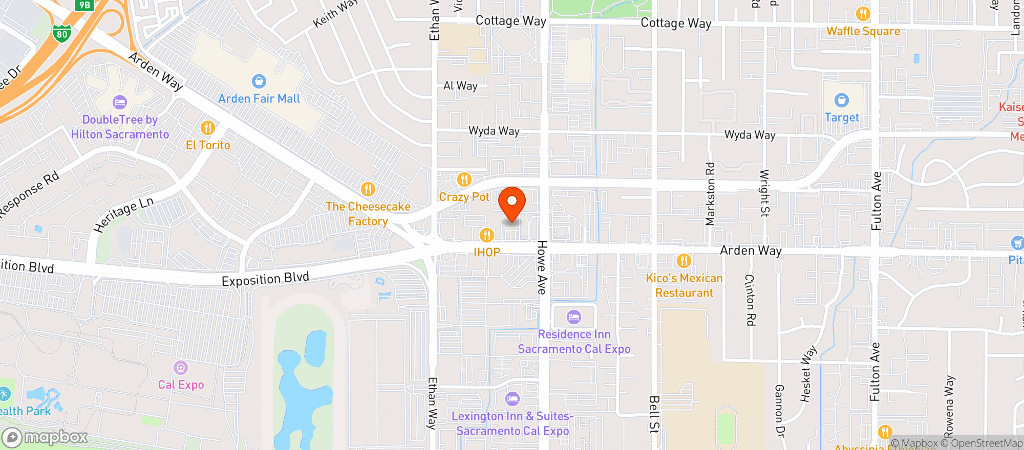 Map showing Total Wine - Arden