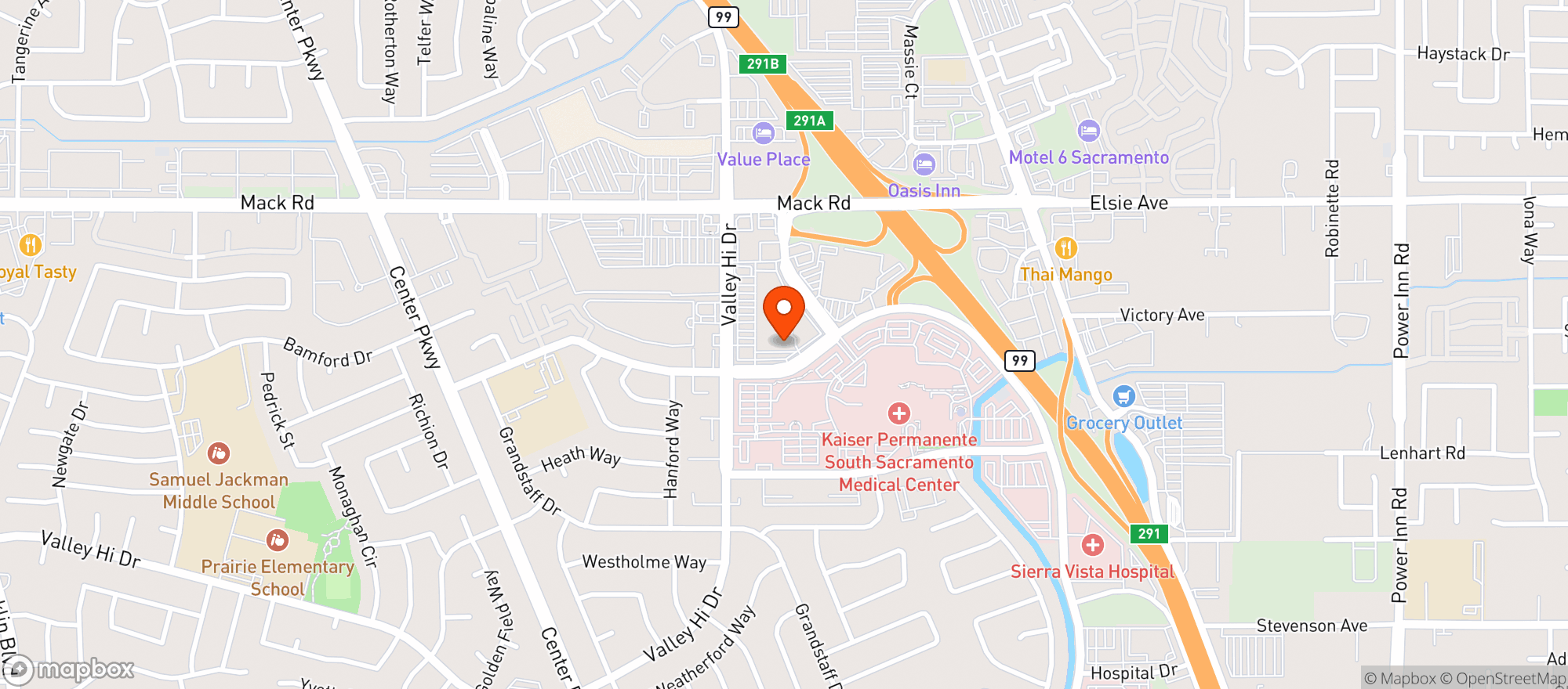Map showing Zen Garden South Sacramento