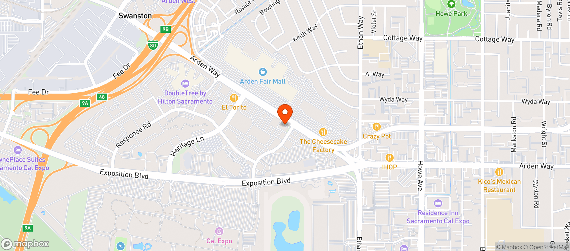 Map showing Vitamin Shoppe - Arden Way