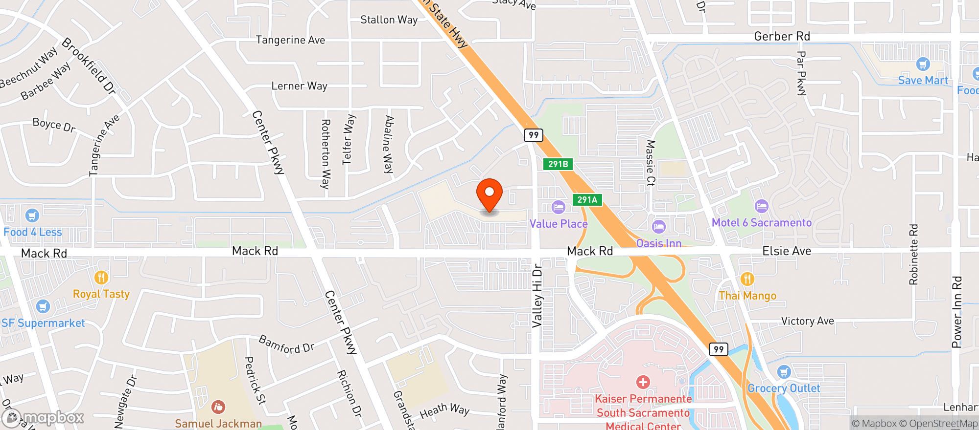 Map showing Embarc Sacramento
