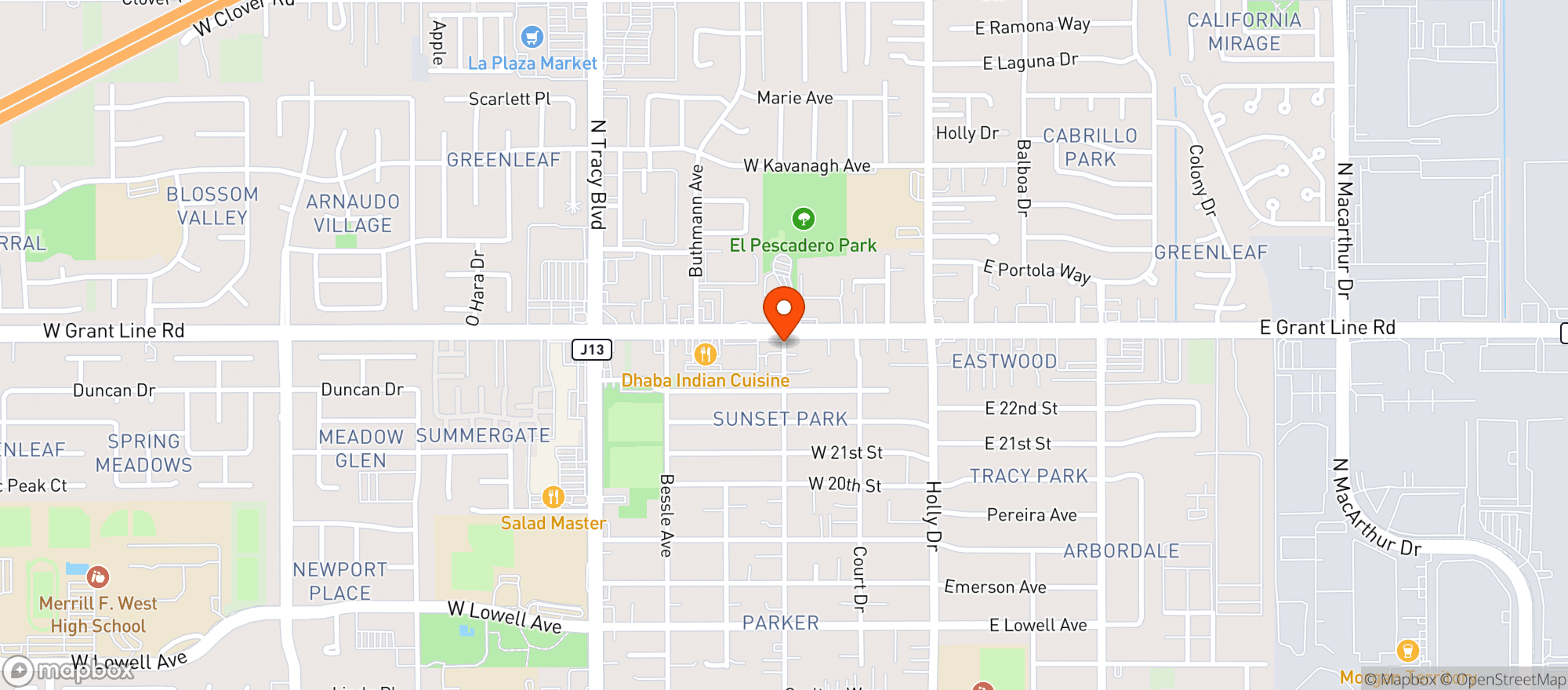 Map showing Sunset Liquor