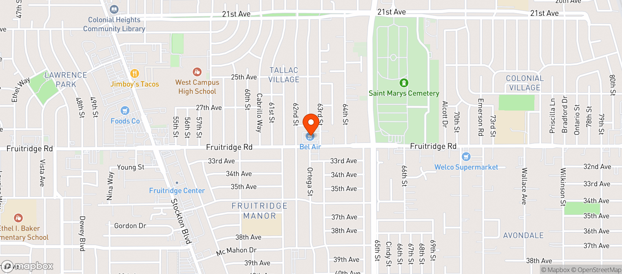 Map showing Raleys - Bel Air (Sacramento - Fruitage) - 002500501