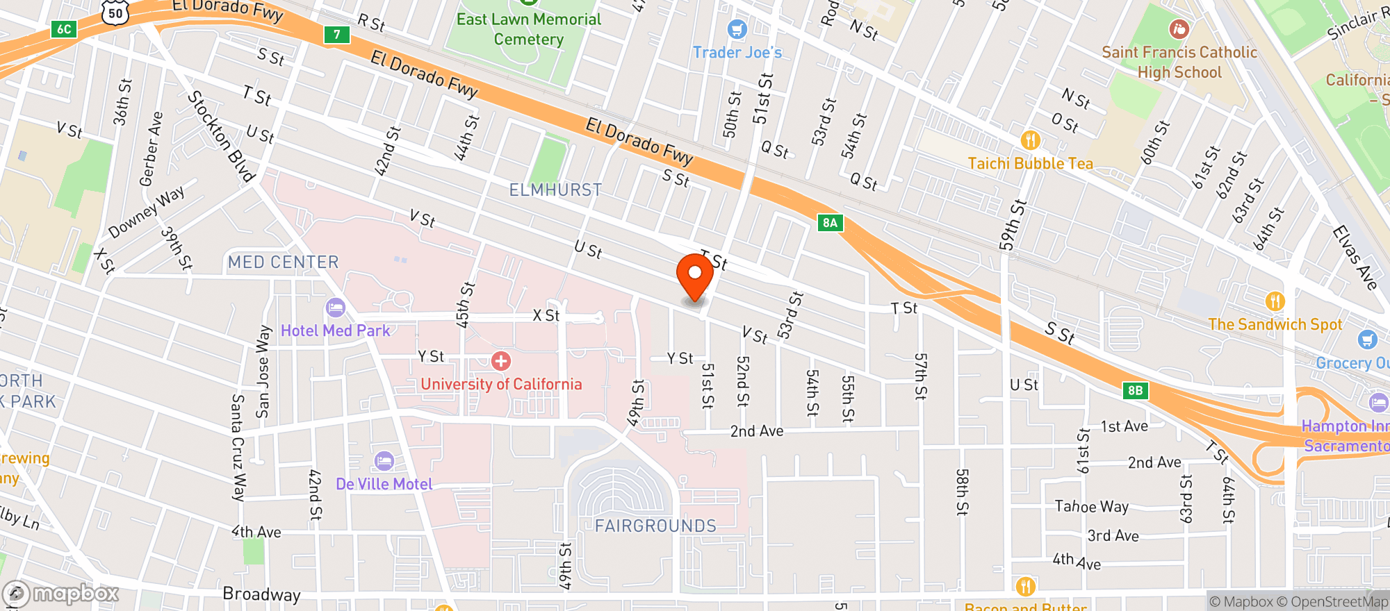 Map showing Cottage Mart - Sacramento