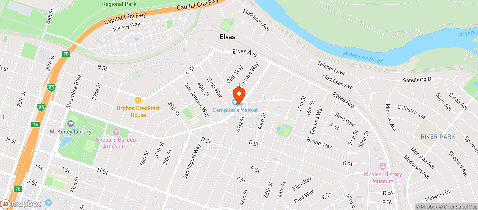 Map showing Comptons Market