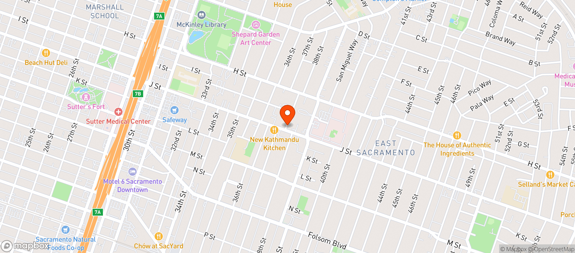 Map showing J Street Liquor