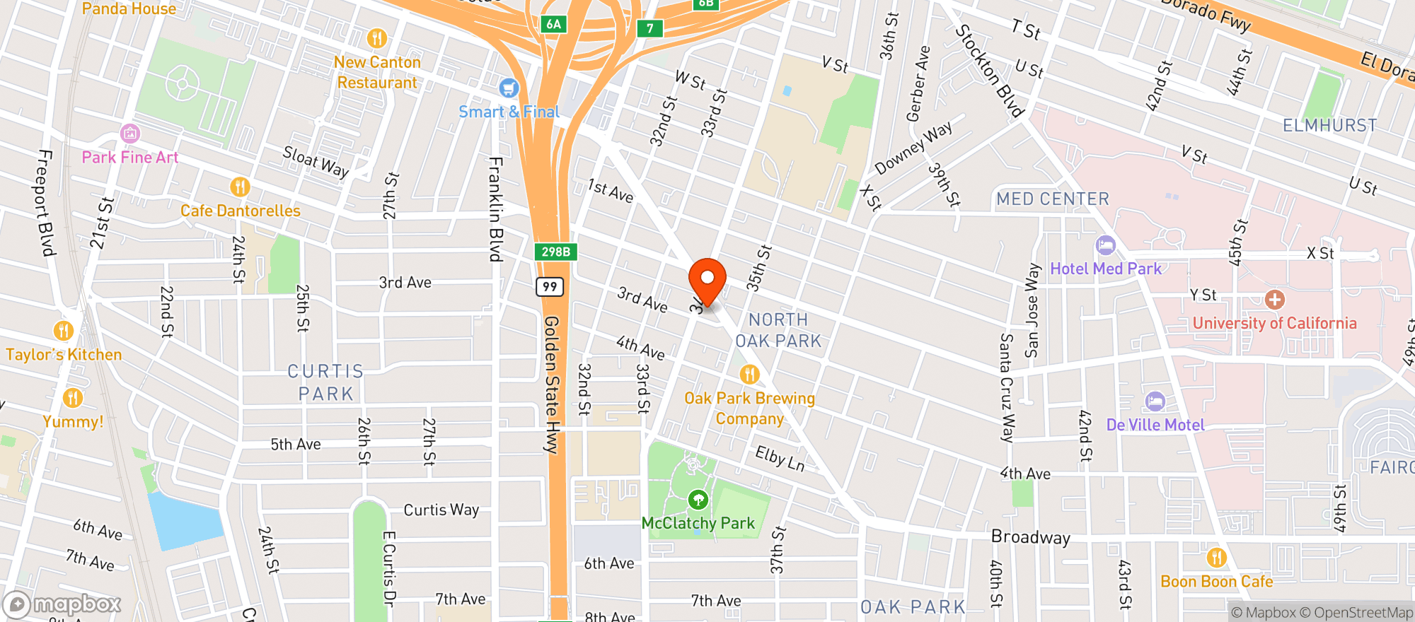 Map showing Butterscotch Den