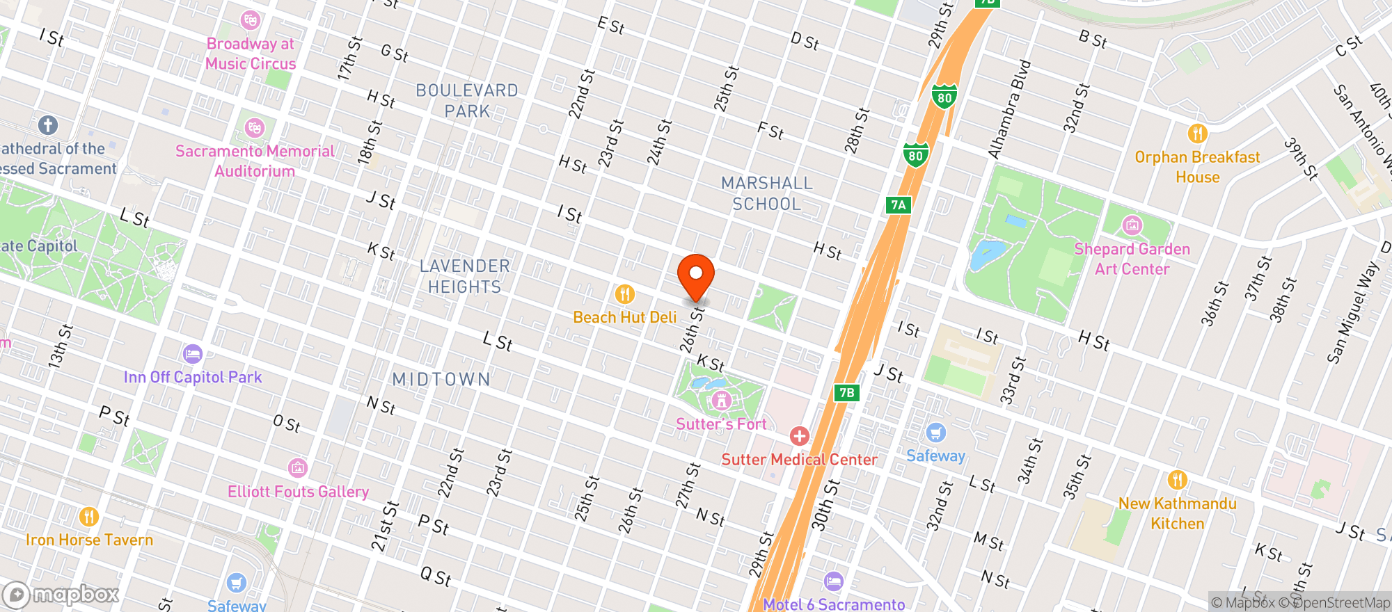 Map showing J STREET MARKET