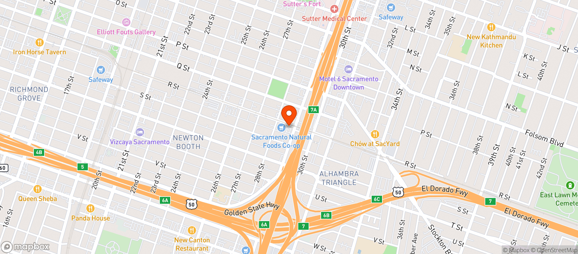 Map showing Sacramento Natural Foods Co-op