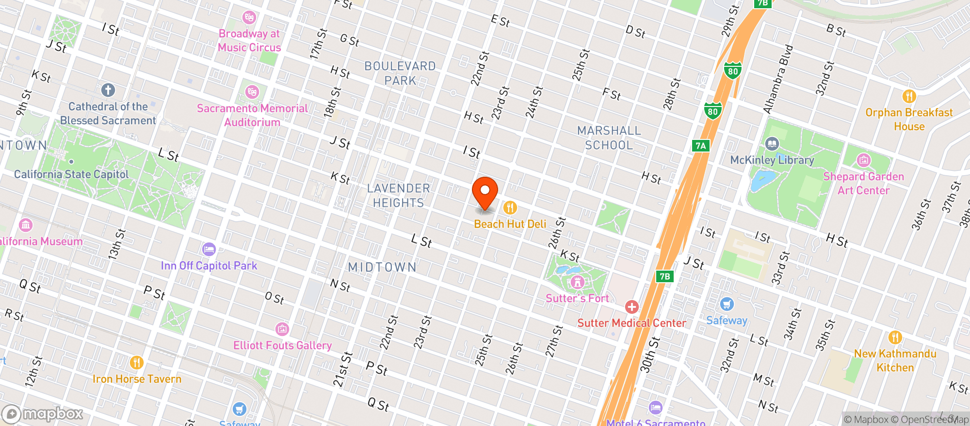 Map showing Midtowns Cantina Alley