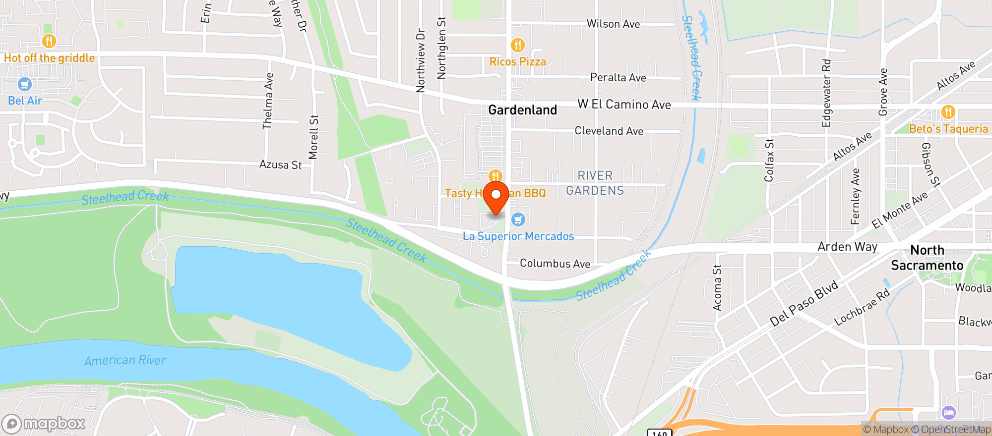 Map showing Zen Garden - Sac