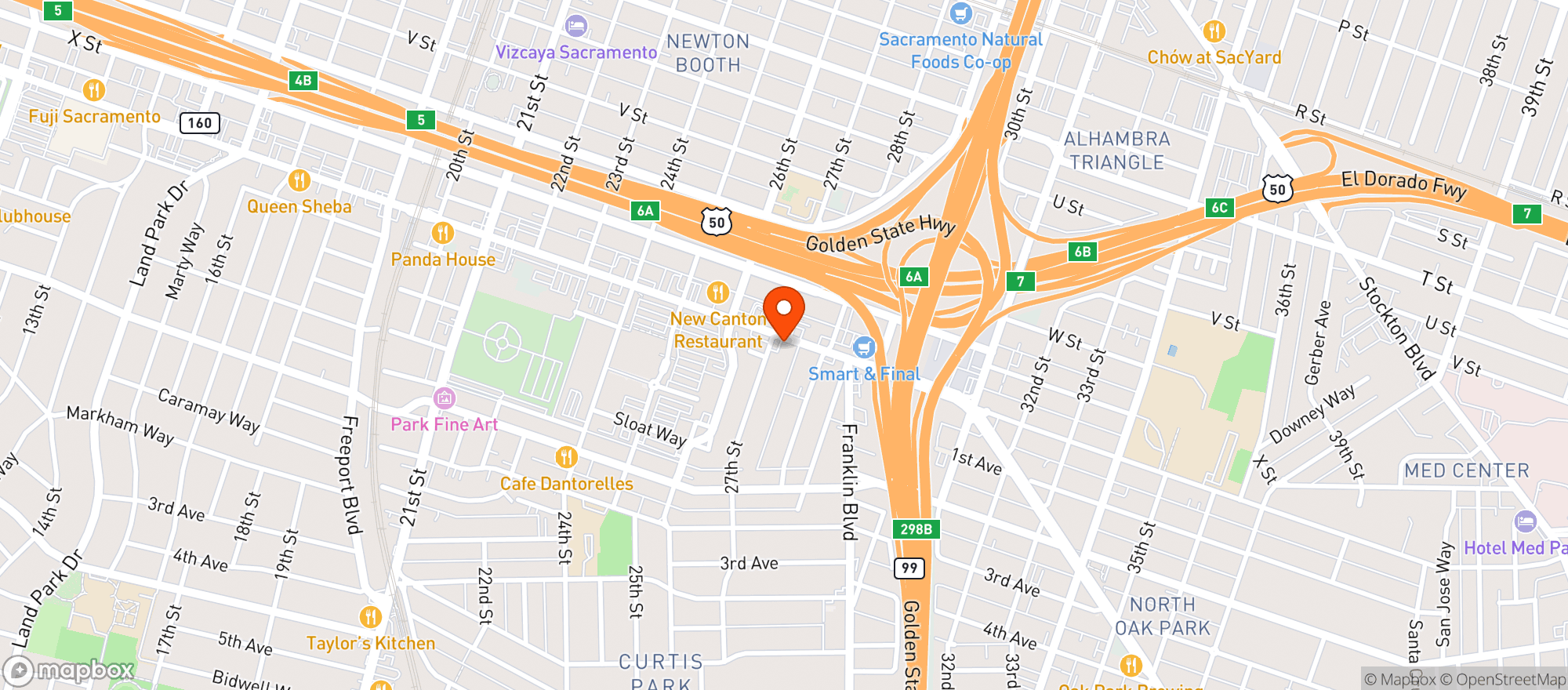 Map showing Mayas Taqueria