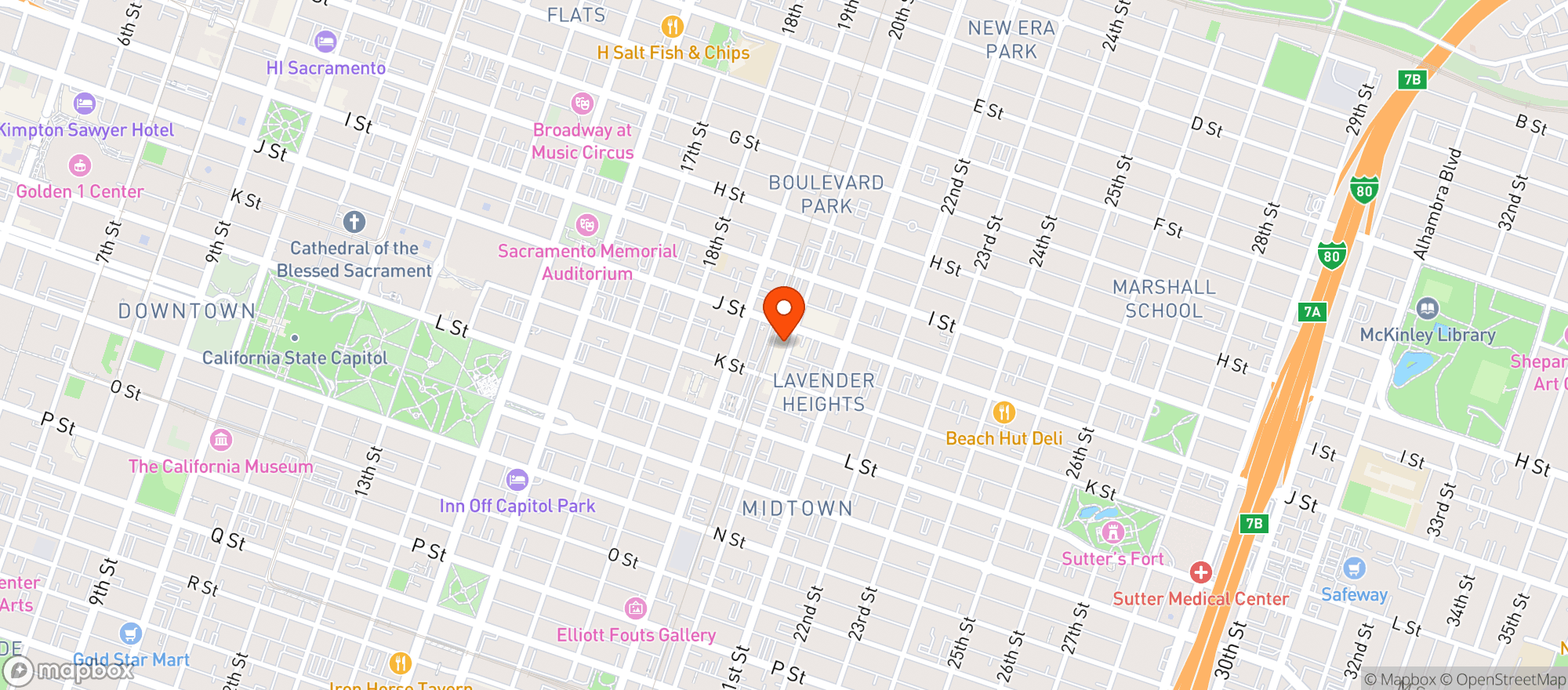 Map showing Omakase Por Favor - Midtown