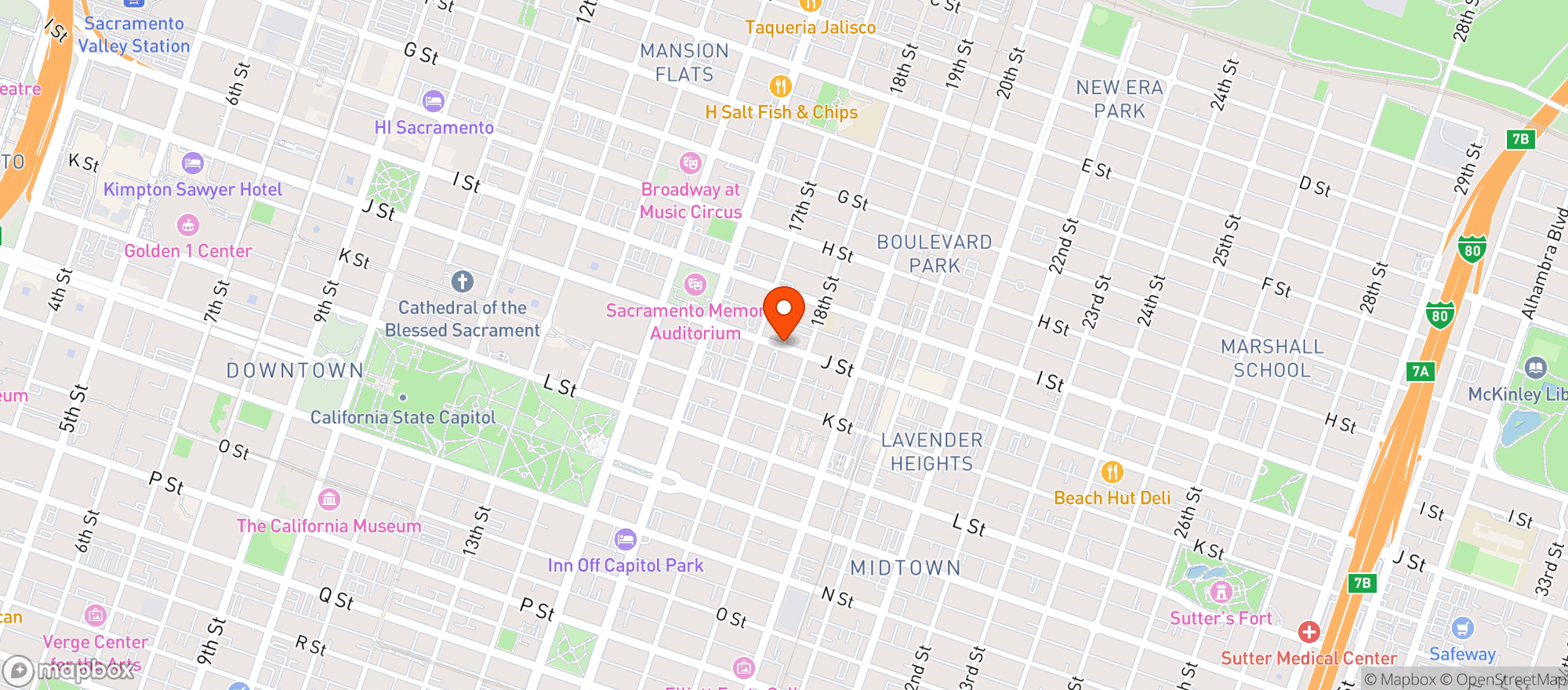 Map showing Midtown-Sacramento