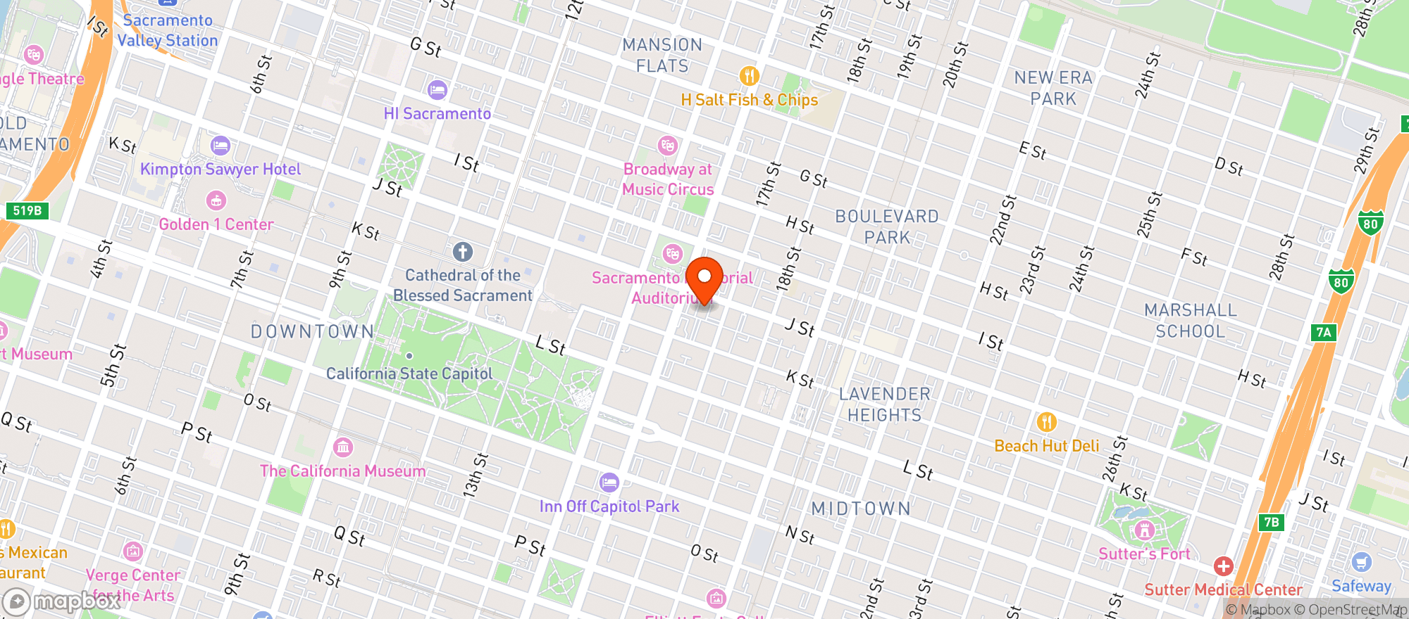 Map showing Sacrament Brewing Company