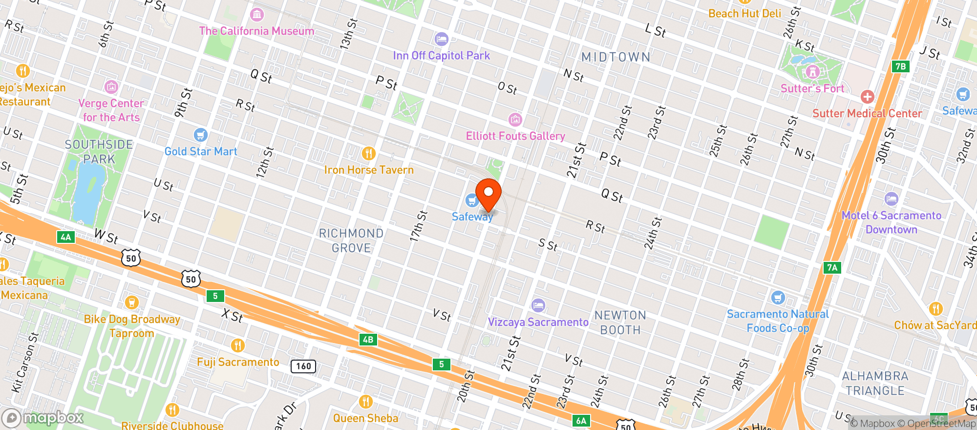 Map showing Safeway
