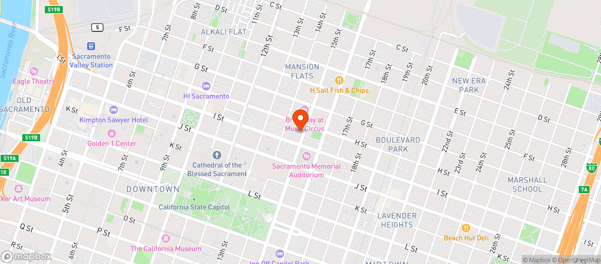 Map showing Melting Pot Restaurant #20