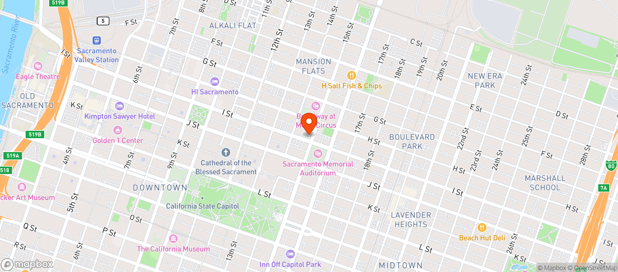 Map showing Mojos Local Tap And Kitchen