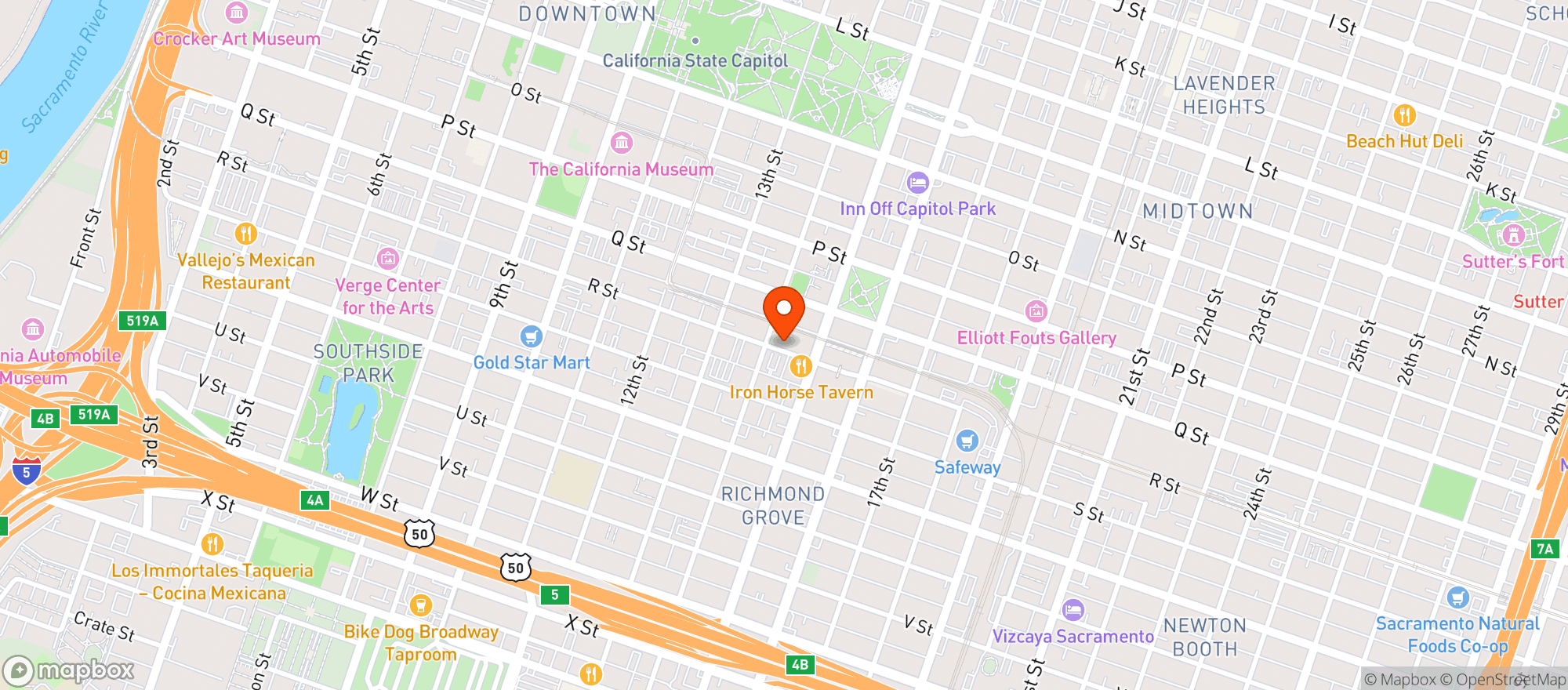 Map showing Burgers & Brew