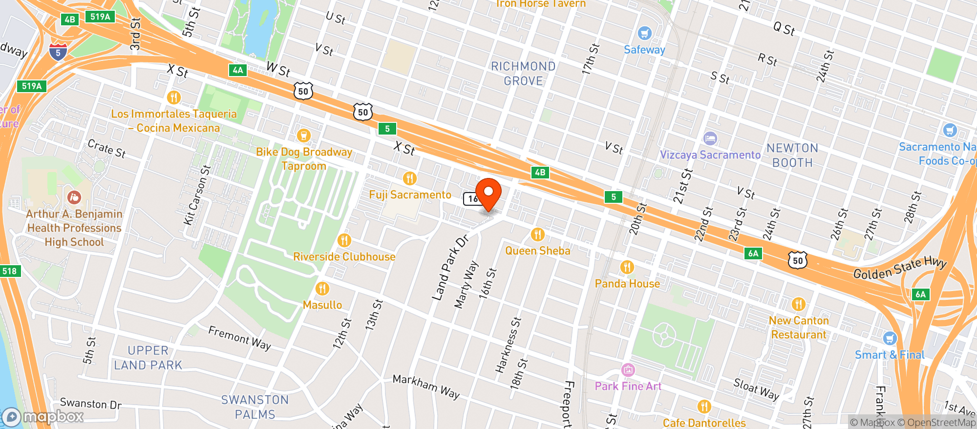Map showing Tower Cafe