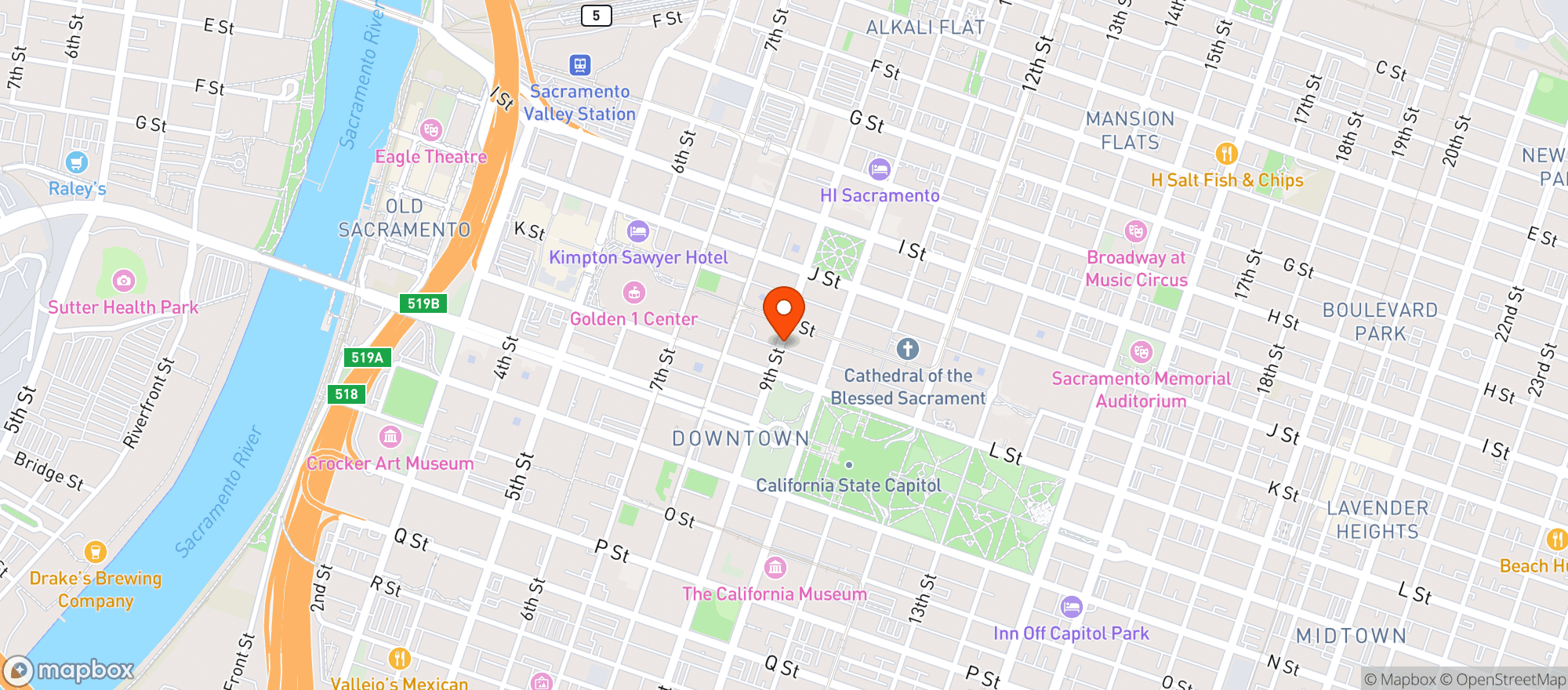 Map showing Henry's Lounge