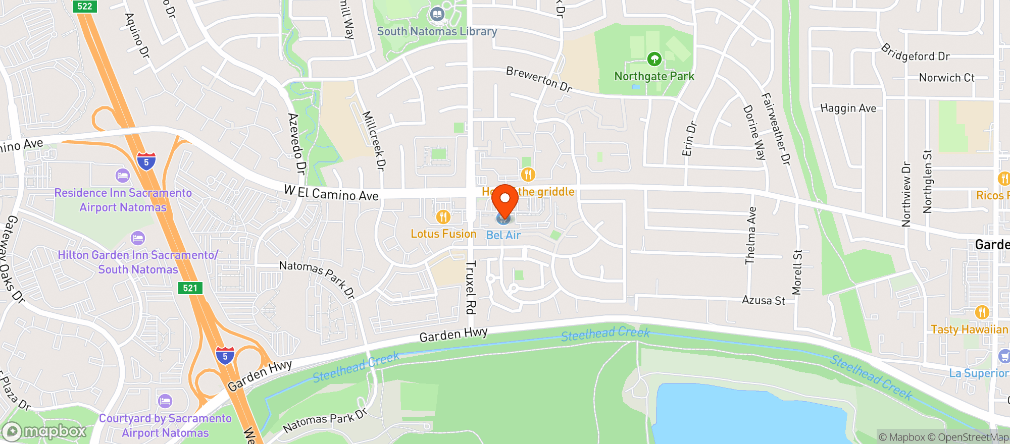 Map showing Raleys - Bel Air (Sacramento - El Camino) - 002500510