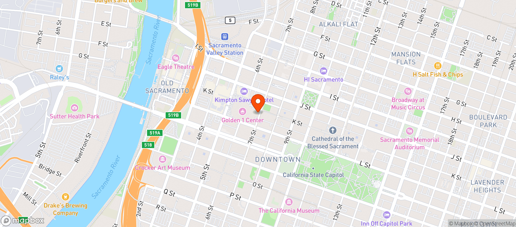 Map showing Hyatt Centric