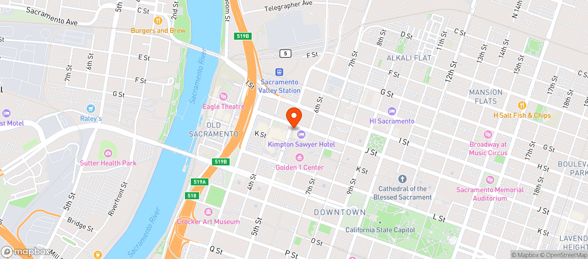Map showing Kimpton Sawyer Hotel #smfkg