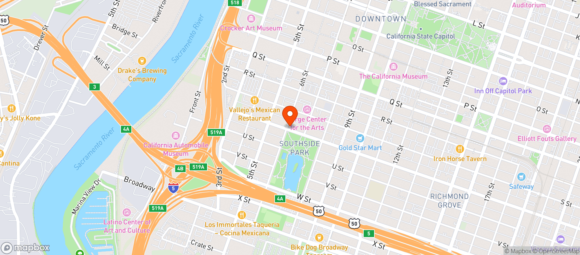 Map showing Southside Market