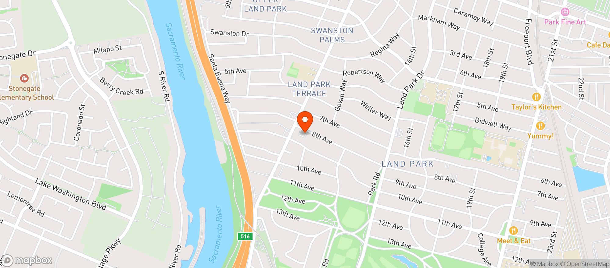 Map showing M&K Royal Spirits - Sacramento