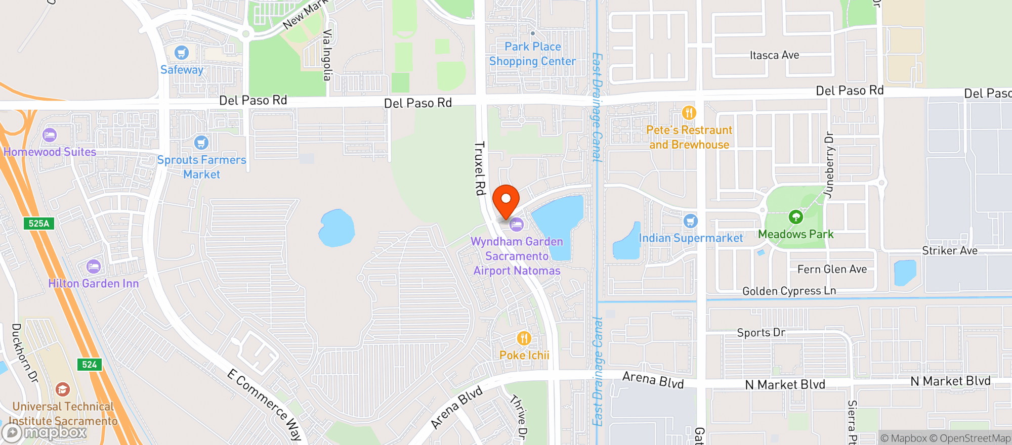Map showing Wyndham Garden Hotel