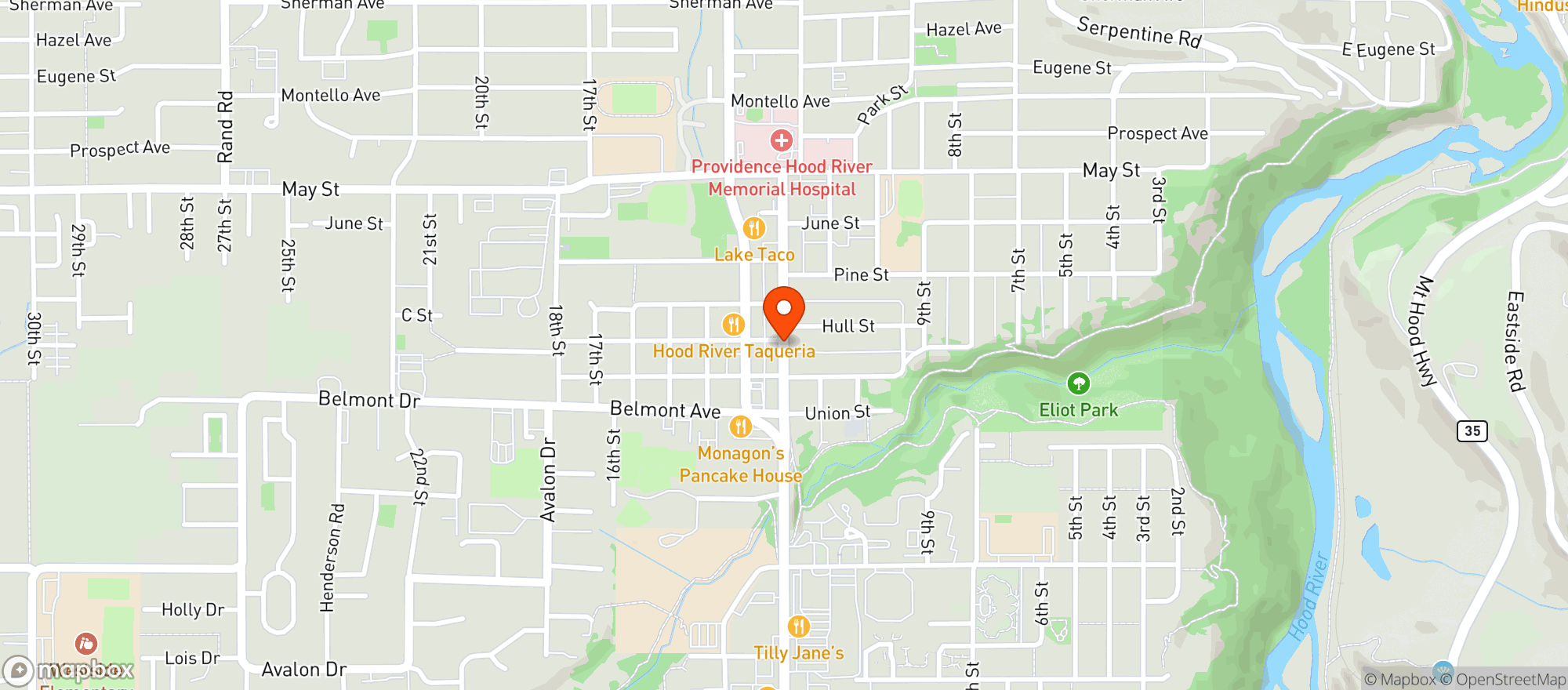 Map showing Pype’s Palace Hood River