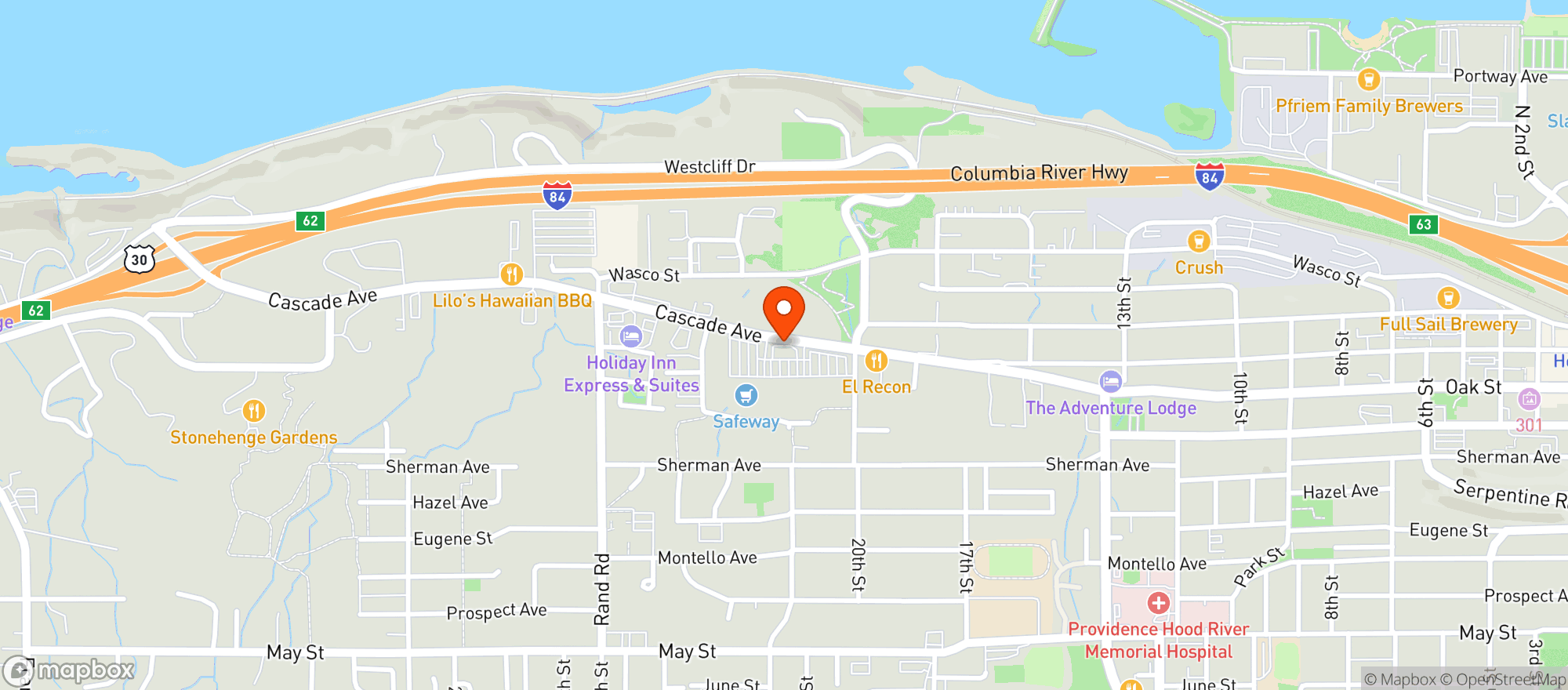 Map showing Hood River Liquor Store
