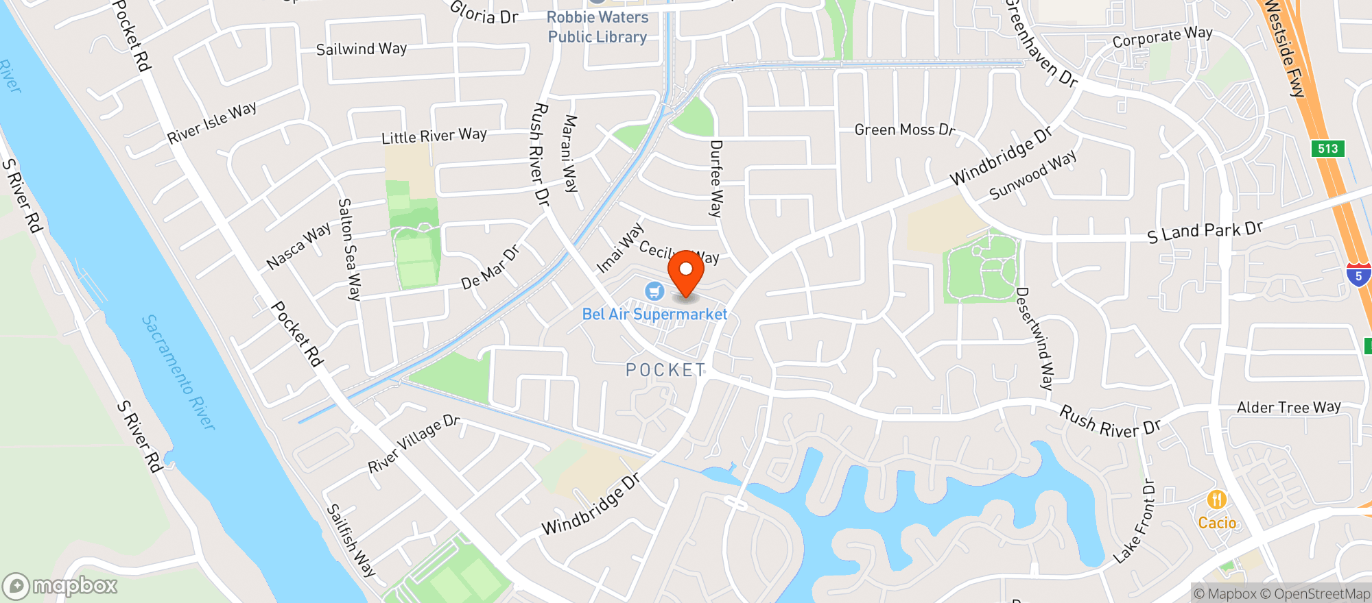 Map showing Raleys - Bel Air (Sacramento - Rush River) - 002500514