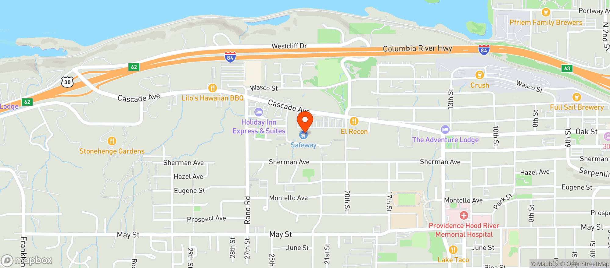 Map showing Safeway #1123 Hood River