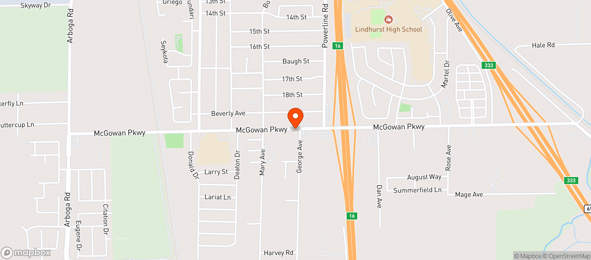 Map showing Mikes Food Store