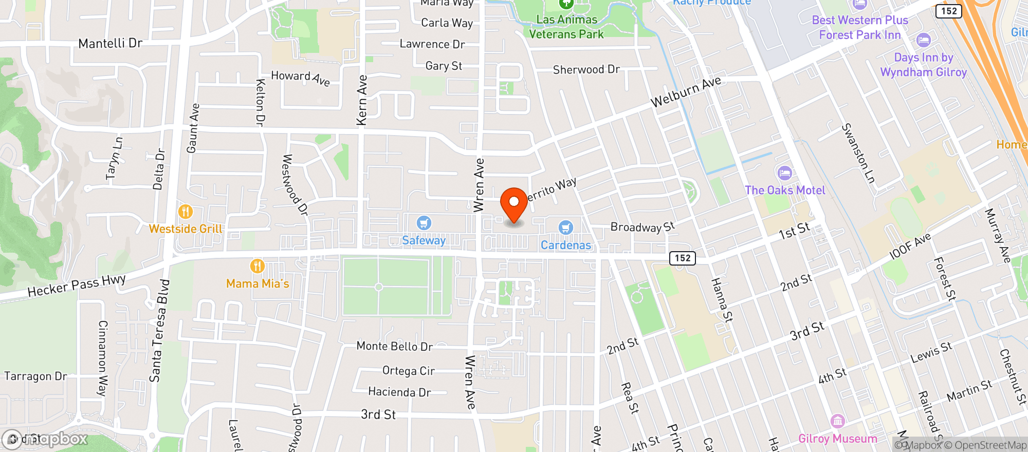 Map showing Raleys -Nob Hill (Gilroy) - 002500602