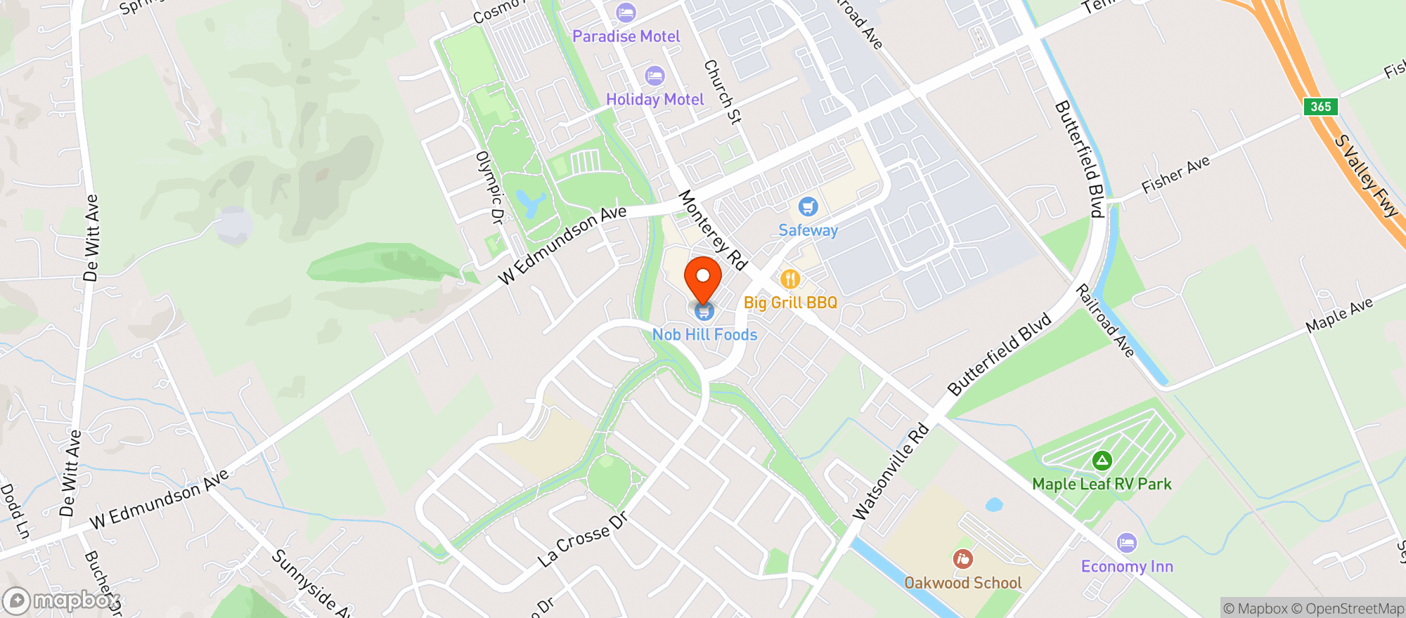 Map showing Nob Hill