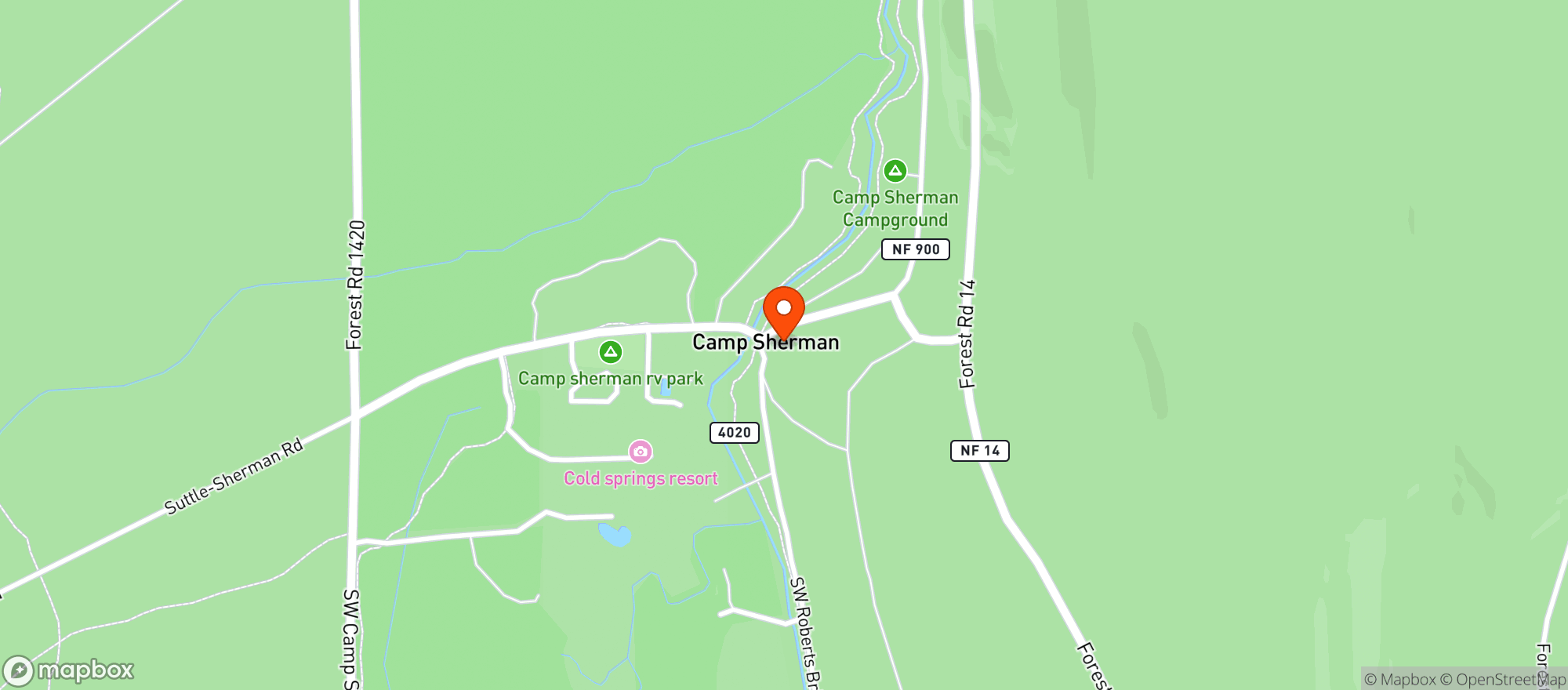Map showing Camp Sherman Store Camp Sherma