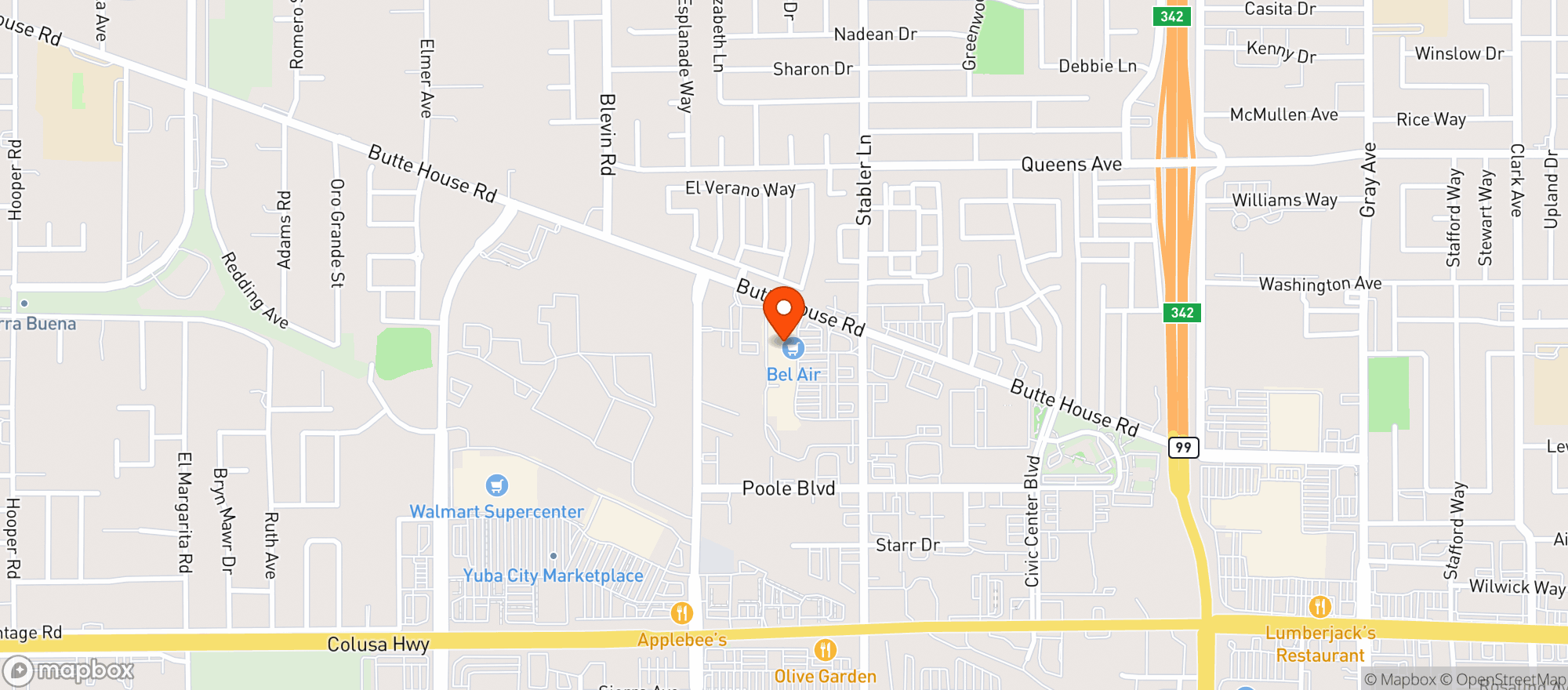 Map showing Raleys - Bel Air (Yuba City) - 002500521